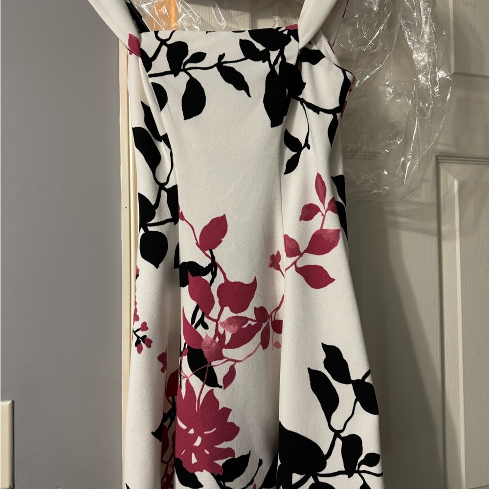 Elegant Black and Pink Floral Dress